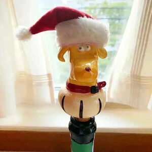 Holiday Doggie Ceramic Cork Bottle Stopper NWOT